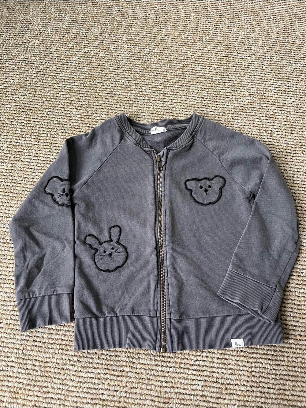 Turtledove London Animal Appliqué Zip-Up Sweatshirt, Size 3/4 Years